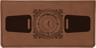 Dark Brown 6 3/4" x 3 1/2" Laserable Leatherette Checkbook Cover