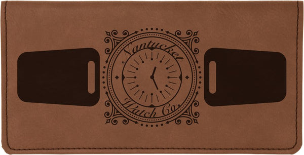 Dark Brown 6 3/4" x 3 1/2" Laserable Leatherette Checkbook Cover