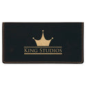 Black/Gold 6 3/4" x 3 1/2" Laserable Leatherette Checkbook Cover