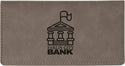 Gray 6 3/4" x 3 1/2" Laserable Leatherette Checkbook Cover