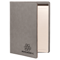 Gray 9 1/2" x 12" Dark Brown Laserable Leatherette Portfolio with Notepad