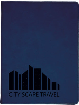 Blue/Black 9 1/2" x 12" Laserable Leatherette Portfolio with Notepad