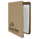 Light Brown 9 1/2" x 12" Light Brown w/ Zipper Laserable Leatherette Portfolio with Notepad