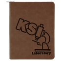 Dark Brown 9 1/2" x 12" Light Brown w/ Zipper Laserable Leatherette Portfolio with Notepad