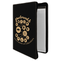 Black/Gold 9 1/2" x 12" Light Brown w/ Zipper Laserable Leatherette Portfolio with Notepad