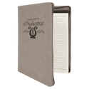 Gray 9 1/2" x 12" Light Brown w/ Zipper Laserable Leatherette Portfolio with Notepad