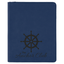 Blue/Black 9 1/2" x 12" with Zipper Laserable Leatherette Portfolio with Notepad