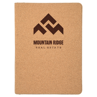 9 1/2" x 12" Cork with Zipper Portfolio with Notepad