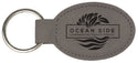 Gray 3" x 1 3/4" Laserable Leatherette Oval Keychain
