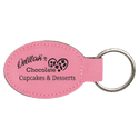 Pink 3" x 1 3/4" Laserable Leatherette Oval Keychain