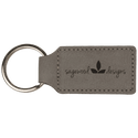 Gray 2 3/4" x 1 1/4" Laserable Leatherette Rectangle Keychain