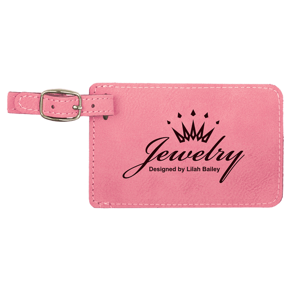 Pink 4 1/4" x 2 3/4" Laserable Leatherette Luggage Tag