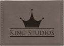Gray 3 3/4" x 2 3/4" Laserable Leatherette Hard Business Card Holder