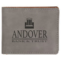 Gray 4 1/2" x 3 1/2" Laserable Leatherette Bifold Wallet