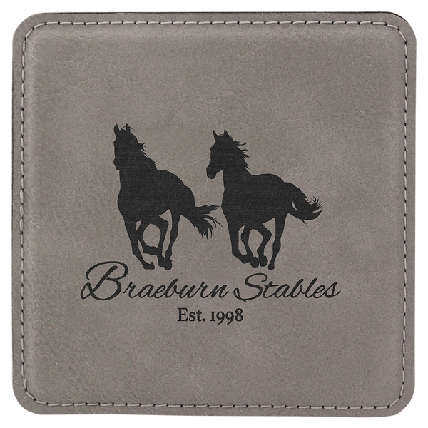 Gray 2 4" x 4" Square Laserable Leatherette 6-Coaster Set