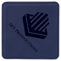 Blue/Black 4" x 4" Square Laserable Leatherette Coaster