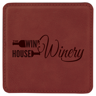 4" x 4" Square Rose Laserable Leatherette Coaster