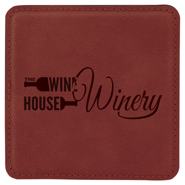 4" 4" x 4" Square Laserable Leatherette 6-Coaster Set