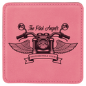 Pink 4" x 4" Square Laserable Leatherette 6-Coaster Set