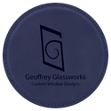 Blue/Black 4" Round Laserable Leatherette Coaster