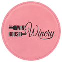Pink 4" Round Laserable Leatherette Coaster