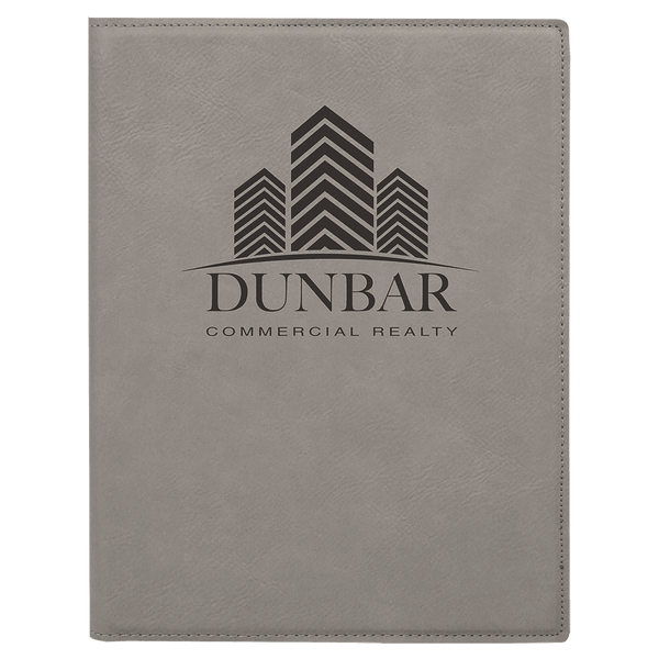Gray 7" x 9" Laserable Leatherette Small Portfolio with Notepad