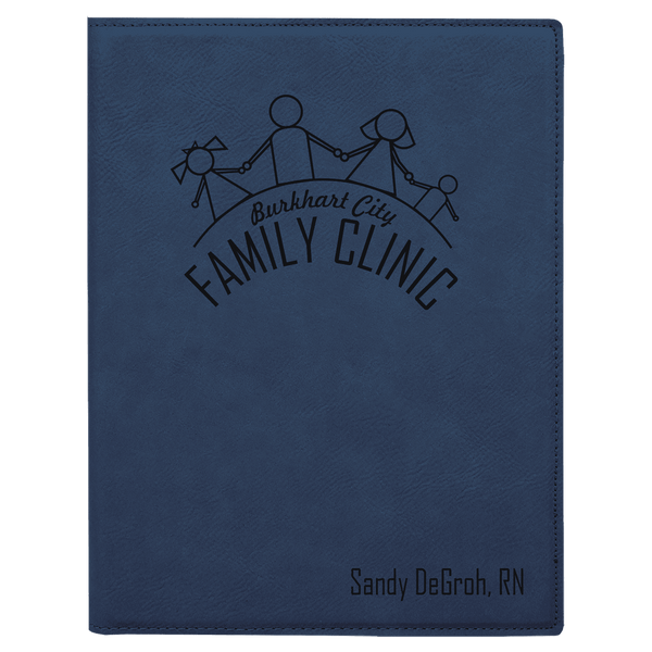 Blue/Black 7" x 9" Laserable Leatherette Small Portfolio with Notepad