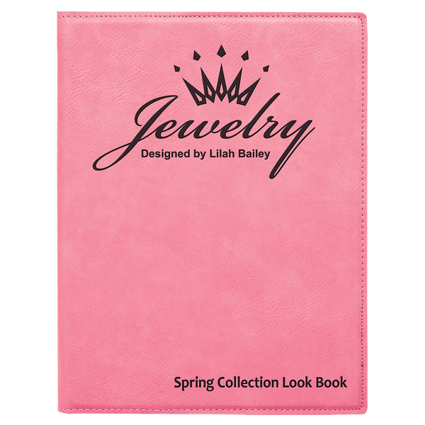 Pink 7" x 9" Laserable Leatherette Small Portfolio with Notepad