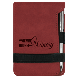 3 1/4" x 4 3/4" Rose Laserable Leatherette Mini Notepad with Pen