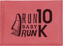 Pink 3 3/4" x 2 3/4" Laserable Leatherette Hard Business Card Holder