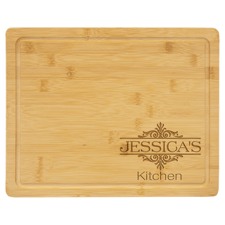 13 3/4" x 11" Bamboo Cutting Board with Drip Ring