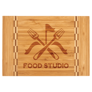 12" x 8 1/4" Bamboo Cutting Board with Butcher Block Inlay
