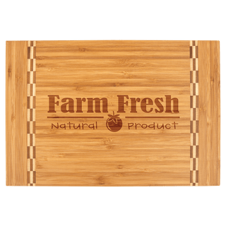 15" x 10 1/4" Bamboo Cutting Board with Butcher Block Inlay