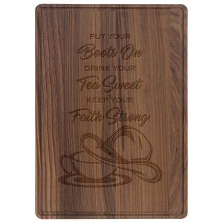 13 3/4" x 9 3/4" Walnut Cutting Board with Drip Ring