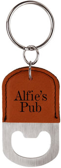 Rawhide Oval Laserable Leatherette Bottle Opener Keychain