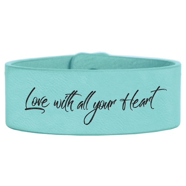 Teal 9 1/2" x 1" Laserable Leatherette Cuff Bracelet
