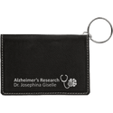 Black/Silver 4 1/4" x 3" Laserable Leatherette Keychain ID Holder