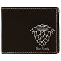 Black/Silver 4 1/2" x 3 1/2" Laserable Leatherette Bifold Wallet