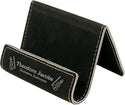Black/Silver 3 1/2" x 2 1/2" Laserable Leatherette Holder Easel