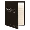 Black/Silver 9 1/2" x 12" Dark Brown Laserable Leatherette Portfolio with Notepad