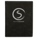 Black/Silver 7" x 9" Laserable Leatherette Small Portfolio with Notepad