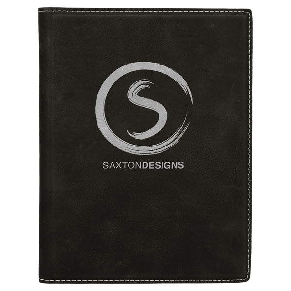 Black/Silver 7" x 9" Laserable Leatherette Small Portfolio with Notepad