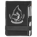 Black/Silver 3 1/4" x 4 3/4" Laserable Leatherette Mini Notepad with Pen