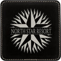 Black/Silver 4" x 4" Square Laserable Leatherette Coaster