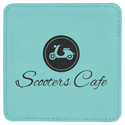 Teal 4" x 4" Square Laserable Leatherette Coaster