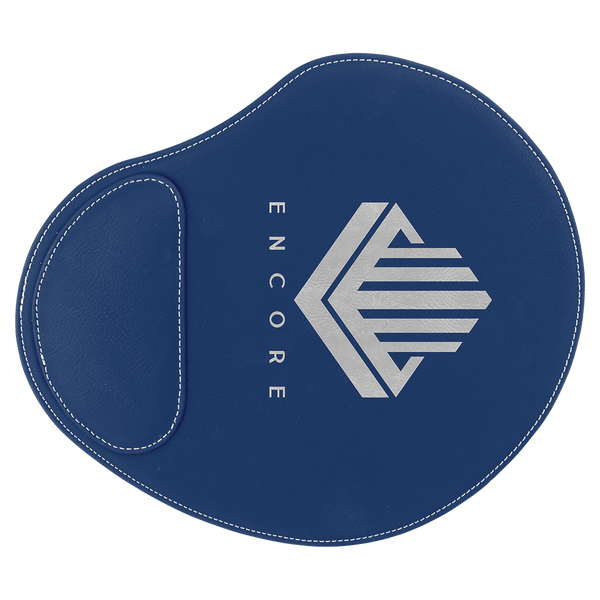 Blue/Silver 9" x 10 1/4" Laserable Leatherette Mouse Pad