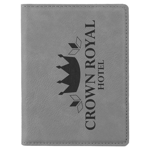 Gray 4 1/4" x 5 1/2" Laserable Leatherette Passport Holder