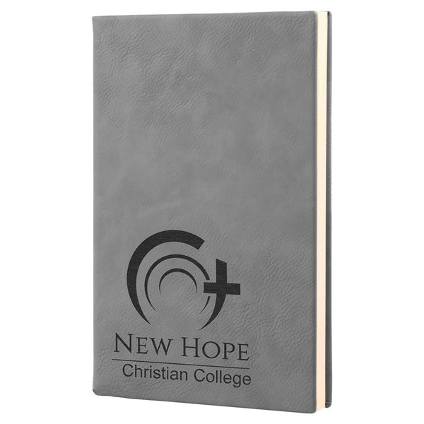 Gray 5 1/4" x 8 1/4" Laserable Leatherette Journal with Lined Notepad