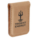 Light Brown 1 3/4" x 2 1/2" Laserable Leatherette Money Clip