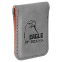 Gray 1 3/4" x 2 1/2" Laserable Leatherette Money Clip